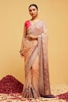 Buy_Suruchi Parakh_Purple Georgette Woven Bandhani Flower Banarasi Saree With Running Blouse _at_Aza_Fashions