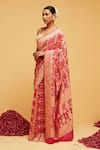 Suruchi Parakh_Pink Georgette Woven Bandhani Paisley Banarasi Saree With Running Blouse _Online_at_Aza_Fashions