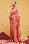 Buy_Suruchi Parakh_Pink Georgette Woven Bandhani Paisley Banarasi Saree With Running Blouse _Online_at_Aza_Fashions