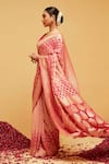 Suruchi Parakh_Pink Georgette Woven Bandhani Paisley Banarasi Saree With Running Blouse _at_Aza_Fashions