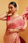 Buy_Suruchi Parakh_Pink Georgette Woven Bandhani Paisley Banarasi Saree With Running Blouse 