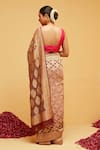 Shop_Suruchi Parakh_Brown Georgette Woven Bandhani Diamond Banarasi Saree With Running Blouse _at_Aza_Fashions