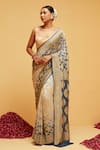 Buy_Suruchi Parakh_Blue Georgette Woven Bandhani Checkered Saree With Running Blouse _at_Aza_Fashions