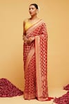 Buy_Suruchi Parakh_Red Georgette Woven Bandhani Floral Vine Banarasi Saree With Running Blouse _at_Aza_Fashions