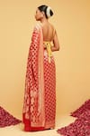 Shop_Suruchi Parakh_Red Georgette Woven Bandhani Floral Vine Banarasi Saree With Running Blouse _at_Aza_Fashions