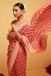 Suruchi Parakh_Red Georgette Woven Bandhani Floral Vine Banarasi Saree With Running Blouse _at_Aza_Fashions