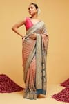 Buy_Suruchi Parakh_Blue Georgette Woven Bandhani Geometric Saree With Running Blouse _at_Aza_Fashions