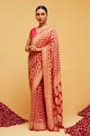 Buy_Suruchi Parakh_Red Georgette Woven Bandhani Florette Banarasi Saree With Running Blouse _at_Aza_Fashions