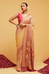 Buy_Suruchi Parakh_Yellow Georgette Woven Bandhani Leaf Banarasi Saree With Running Blouse _at_Aza_Fashions