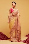 Suruchi Parakh_Yellow Georgette Woven Bandhani Leaf Banarasi Saree With Running Blouse _Online_at_Aza_Fashions