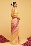 Suruchi Parakh_Yellow Georgette Woven Bandhani Checkered Banarasi Saree With Running Blouse _Online_at_Aza_Fashions