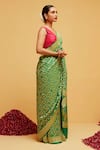 Buy_Suruchi Parakh_Green Georgette Woven Bandhani Diamond Banarasi Saree With Running Blouse _Online_at_Aza_Fashions