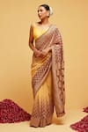 Buy_Suruchi Parakh_Wine Georgette Woven Bandhani Leaf Banarasi Saree With Running Blouse _at_Aza_Fashions