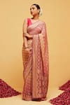 Buy_Suruchi Parakh_Pink Georgette Woven Bandhani Geometric Banarasi Saree With Running Blouse _at_Aza_Fashions