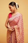 Buy_Suruchi Parakh_Pink Georgette Woven Bandhani Geometric Banarasi Saree With Running Blouse _Online_at_Aza_Fashions