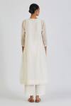 Shop_Lajjoo C_Ivory Chanderi Embroidery Ditsy Fleur Round Neck Binti Kurta With Palazzo _at_Aza_Fashions