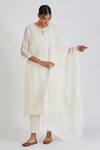 Buy_Lajjoo C_Ivory Chanderi Embroidery Ditsy Fleur Round Neck Binti Kurta With Palazzo _Online_at_Aza_Fashions