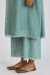 Buy_Lajjoo C_Blue Chanderi Embroidery Fleur Round Neck Binti Kurta With Palazzo _Online_at_Aza_Fashions