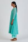 Lajjoo C_Blue Chanderi Embroidery Floral Round Neck Binti Kurta With Palazzo _Online_at_Aza_Fashions