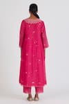 Shop_Lajjoo C_Pink Chanderi Embroidery Chintz Bl Round Neck Binti Bloom Kurta With Palazzo _at_Aza_Fashions
