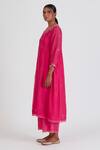 Lajjoo C_Pink Chanderi Embroidery Chintz Bl Round Neck Binti Bloom Kurta With Palazzo _Online_at_Aza_Fashions