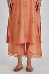 Shop_Lajjoo C_Peach Silk Embroidery Floweret Round Neck Resham Kurta With Palazzo _Online_at_Aza_Fashions