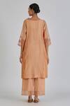 Shop_Lajjoo C_Peach Chanderi Print Dots Round Najma Resham Embroidered Kurta With Palazzo _at_Aza_Fashions