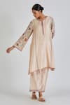Buy_Lajjoo C_Ivory Silk Embroidery Chintz Blossom Round Neck Revti Kurta With Palazzo _at_Aza_Fashions