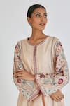 Buy_Lajjoo C_Ivory Silk Embroidery Chintz Blossom Round Neck Revti Kurta With Palazzo _Online_at_Aza_Fashions