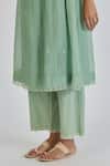 Shop_Lajjoo C_Green Chanderi Embroidery Florid Round Neck Binti Kurta With Palazzo _Online_at_Aza_Fashions