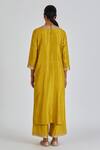 Shop_Lajjoo C_Yellow Silk Embroidery Zardozi Round Amisha Mughal Fleur Kurta With Palazzo _at_Aza_Fashions