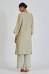 Shop_Lajjoo C_Green Chanderi Embroidery Filigree Round Neck Fiza Yoke Kurta With Palazzo _at_Aza_Fashions