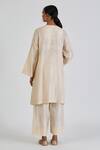 Shop_Lajjoo C_Ivory Silk Embroidery Anthemion Bloom Round Neck Hira Kurta With Palazzo _at_Aza_Fashions