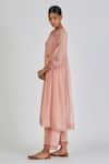 Buy_Lajjoo C_Pink Chanderi Embroidery Wildflora Round Neck Parisa Kurta With Palazzo _at_Aza_Fashions