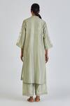 Shop_Lajjoo C_Green Silk Embroidered Resham Raised Neck Srija Floral Kurta With Pant _at_Aza_Fashions
