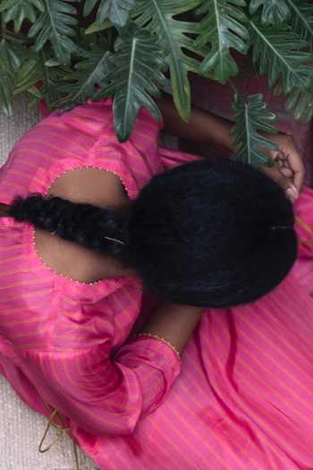 Buy Pink Cotton, Silk Round Neck Peony Soma Striped Kurta And Pant Set ...