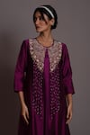 Buy_Vara by Vibha n Priti_Purple Silk Chanderi Embroidered Thread Round A-line Floral Tunic With Inner _Online_at_Aza_Fashions