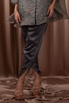 Vara by Vibha n Priti_Grey Organza Embroidered Sequin Round Short Printed Cape With Dhoti Pant _Online_at_Aza_Fashions