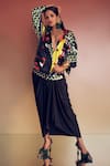 Buy_AK-OK_Multi Color Silk Collared Quirky Mosaic Print Oversized Jacket _at_Aza_Fashions