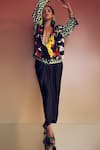 AK-OK_Multi Color Silk Collared Quirky Mosaic Print Oversized Jacket _Online_at_Aza_Fashions