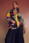 Buy_AK-OK_Multi Color Silk Collared Quirky Mosaic Print Oversized Jacket _Online_at_Aza_Fashions