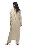 Shop_AK-OK_Cream Silk Asymmetric Buttoned Panel Long Shirt Jacket With Trouser  _at_Aza_Fashions