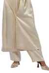 Buy_AK-OK_Cream Silk Asymmetric Buttoned Panel Long Shirt Jacket With Trouser  _Online_at_Aza_Fashions