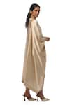 Buy_AK-OK_Cream Silk Plain V Neck Side Tape Panel Asymmetric Kaftan  _Online_at_Aza_Fashions