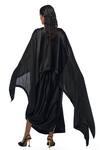 Shop_AK-OK_Black Silk Embellished Beads Round Flaming Cape With Lungi Skirt  _at_Aza_Fashions