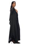 Shop_AK-OK_Black Silk Embellished Beads Round Flaming Cape With Lungi Skirt  _Online_at_Aza_Fashions