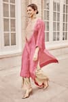 Buy_Lajjoo C_Pink Tie Dye Mahi Zardozi Embroidered Yoke Kurta With Palazzo_at_Aza_Fashions