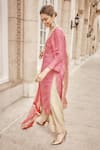 Lajjoo C_Pink Tie Dye Mahi Zardozi Embroidered Yoke Kurta With Palazzo_Online_at_Aza_Fashions