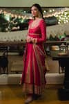 Buy_Lajjoo C_Red Silk Embroidery Marodi Scoop Athiya Paisley Blossom Anarkali Set_at_Aza_Fashions