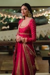 Lajjoo C_Red Silk Embroidery Marodi Scoop Athiya Paisley Blossom Anarkali Set_Online_at_Aza_Fashions